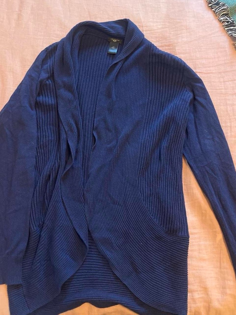 Ann Taylor Navy Ribbed Open-Front Women's Cardigan